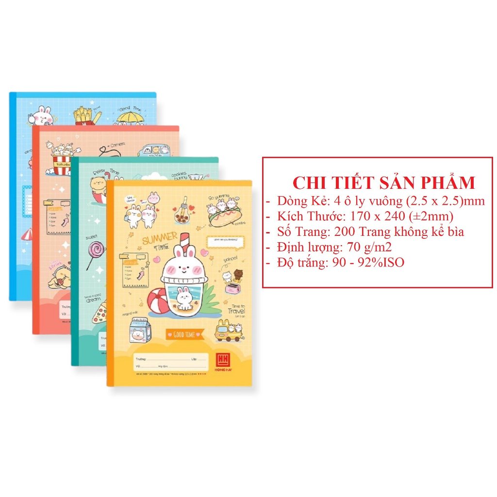 Vở 4 ô ly 200 trang Hồng Hà
