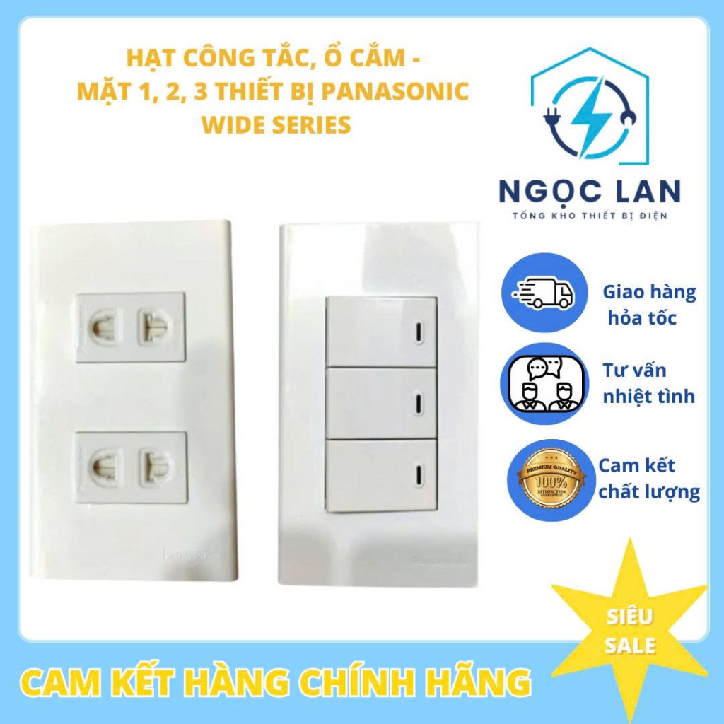 Hạt công tắc,ổ cắm-Mặt 1,2,3 thiết bị Panasonic Wide Series -Kèm vít 2.5f-HÀNG…