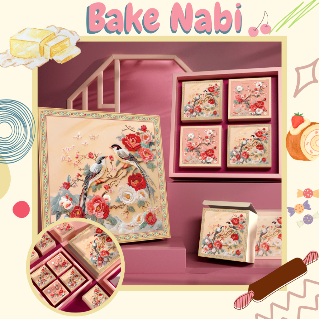 VỎ HỘP BÁNH TRUNG THU TƯỚC HOA ĐỰNG 4 BÁNH 150GR-250GR