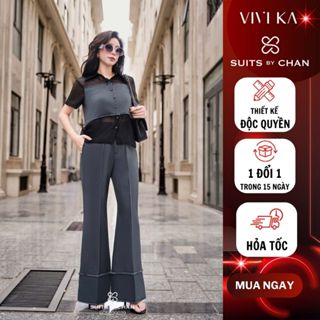 Set đồ nữ áo sơ mi phối ren Vanta  + quần dài sang trọng tôn dáng - SUITS BY CHAN SCSE00039 Nữ Women