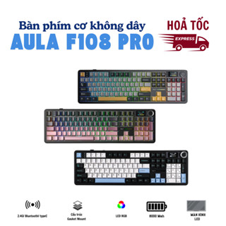 [ HOẢ TỐC HCM ] Bàn phím cơ Silent không dây AULA F108 Pro - Hỗ trợ hotswap - LED RGB nhiều chế độ - 3 mode kết nối