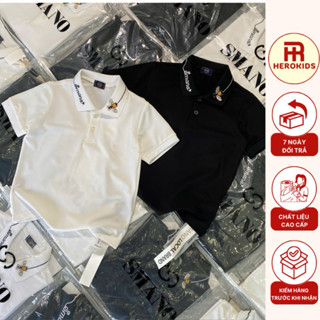 áo polo bé trai thêu ong smano cổ áo đơn giản chất poli cá sấu lên dáng siêu đẹp 8755