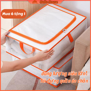   mua 6 tặng 1  40-250L Túi đựng đồ trong suốt mắt lưới hộp đựng quần áo có thể gấp gọn dung tích lớn - HELLO HOUSE 
