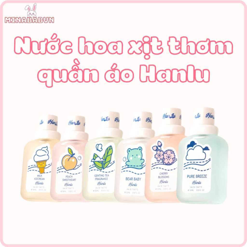 Nước hoa xịt thơm quần áo Hanlu, Nước hoa chống muỗi đốt an toàn, không kích ứng da cho bé 50ml