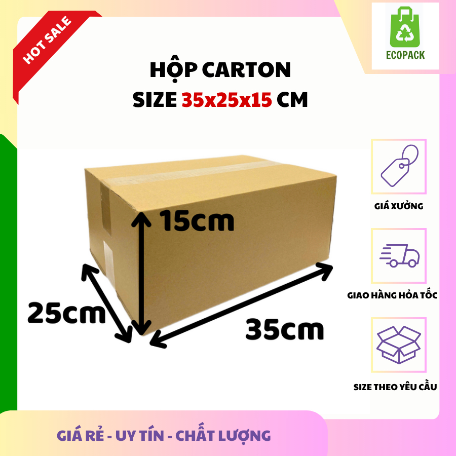 ECOPACK - 35x25x15 COMBO 10 Thùng carton đóng hàng