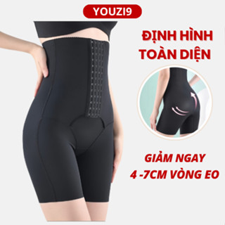 Quần gen nịt bụng nữ YOUZI9 cạp cao chất su, chống cuộn 4 nấc cài siết eo định hình dáng