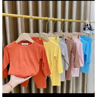 COMBO 5 BỘ THUN LẠNH TRƠN DÀI TAY  CHO BÉ TRAI VÀ GÁI