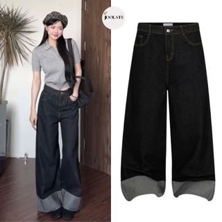  Quần Jean Unisex Fold Series Joolate Ống Suông Lật Gấu Lưng Cao Chất Liệu Denim Cao Cấp Lên Dáng Đẹp 
