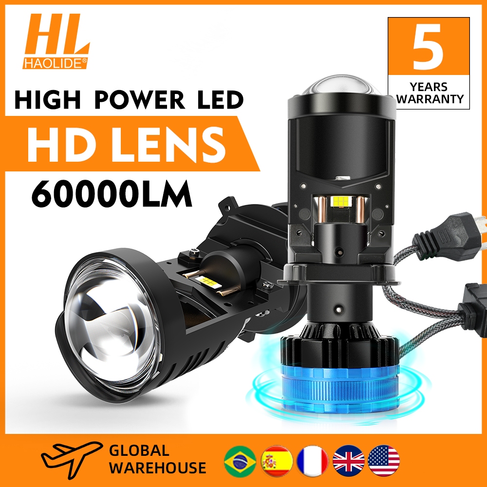 Đèn Pha Led Bi Cầu T90 H4 15 Chip Led Lắp Ô tô Pha Bi Cầu Mini Chống Chói Cắt Sáng 120w