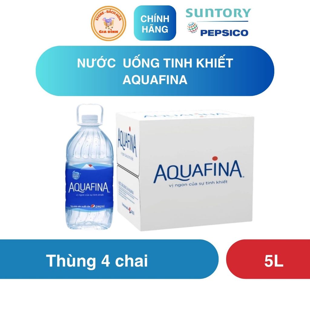 Aquafina Nước Uống Tinh Khiết | Nước Suối - Thùng 4 Chai x 5L