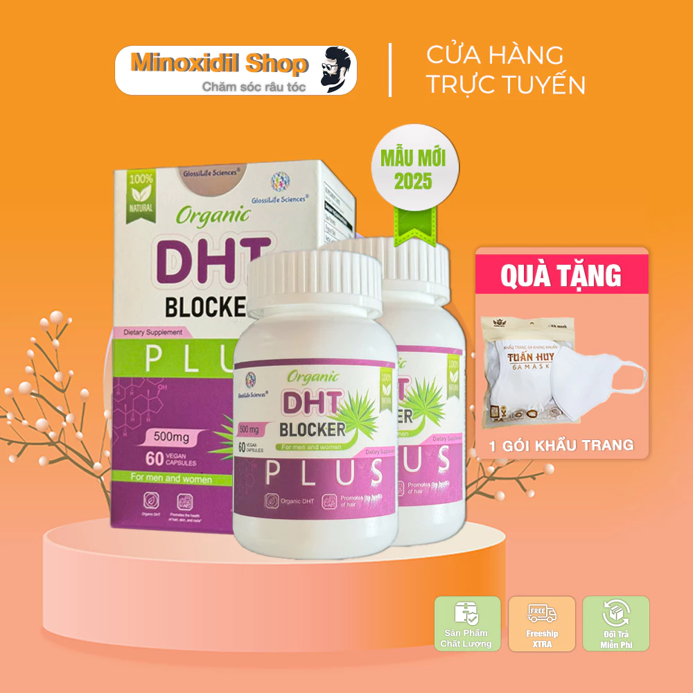Organic DHT Blocker Plus - Combo 2 Lọ - Giảm Nhờn Da Đầu - Mọc Tóc Ngăn Rụng Tóc