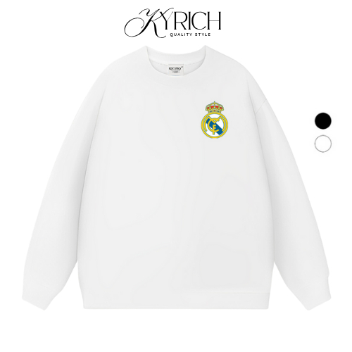 Áo Sweater Kyrich Premium Nỉ Logo Left Câu Lạc Bộ Bóng Đá Real Madrid CF La Liga