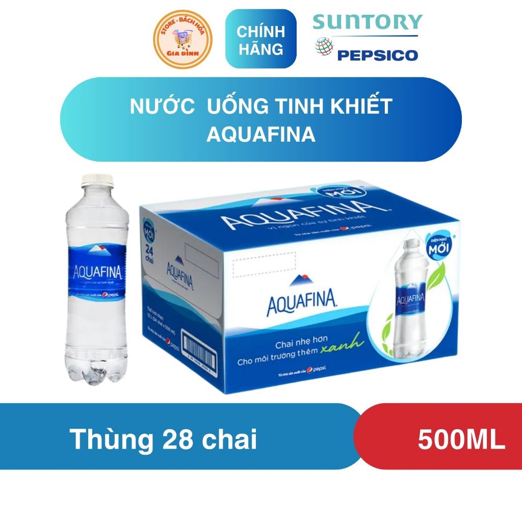Aquafina Nước Uống Tinh Khiết | Nước Suối - Thùng 28 Chai x 500ML