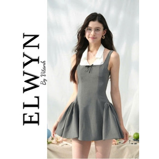 Đầm 2 Dây Phối Cổ Yếm Sơ Mi Cách Điệu Phong Cách Tiểu Thư Sang Chảnh Chân váy Bồng Xòe Mặc ĐI Tiệc, Đi Chơi Elwyn Vitanh