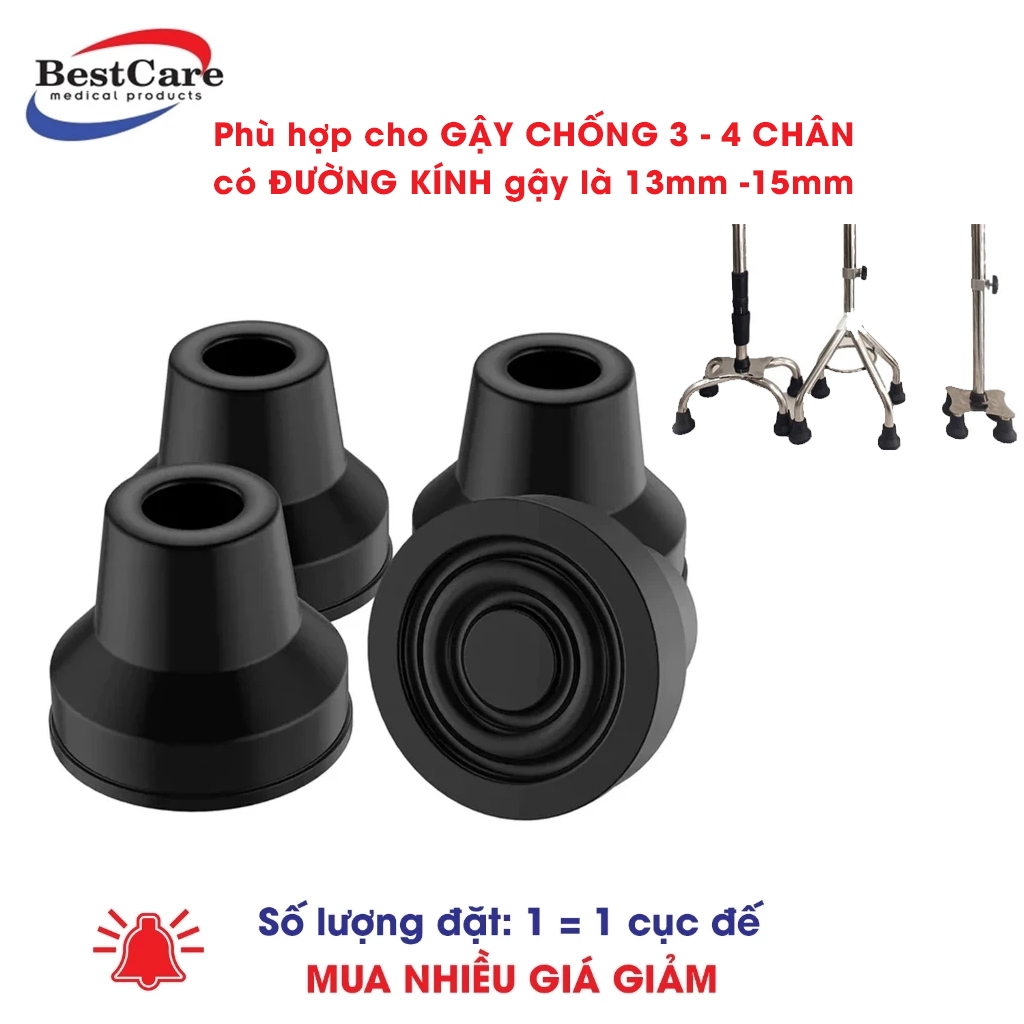 Đế Cao Su Màu Đen Chống Trượt Thay Thế Cho Gậy Chống 3 chân, Gậy chống 4 chân