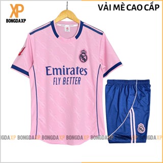 Quần Áo Đá Bóng Real Madrid Hồng 2025, Đồ Đá Banh Vải Mè Cao Cấp