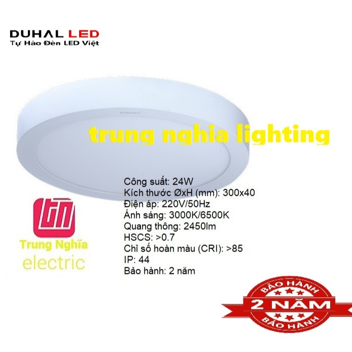 ĐÈN LED PANEL ỐP TRẦN TRÒN 24W DUHAL - KDGC524