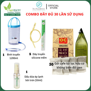 [ COMBO 30N] Bộ Dụng Cụ + Cafe Thải Độc Đại Tràng, Coffee Enema, Detox Gerson ( liệu trình 30 ngày)