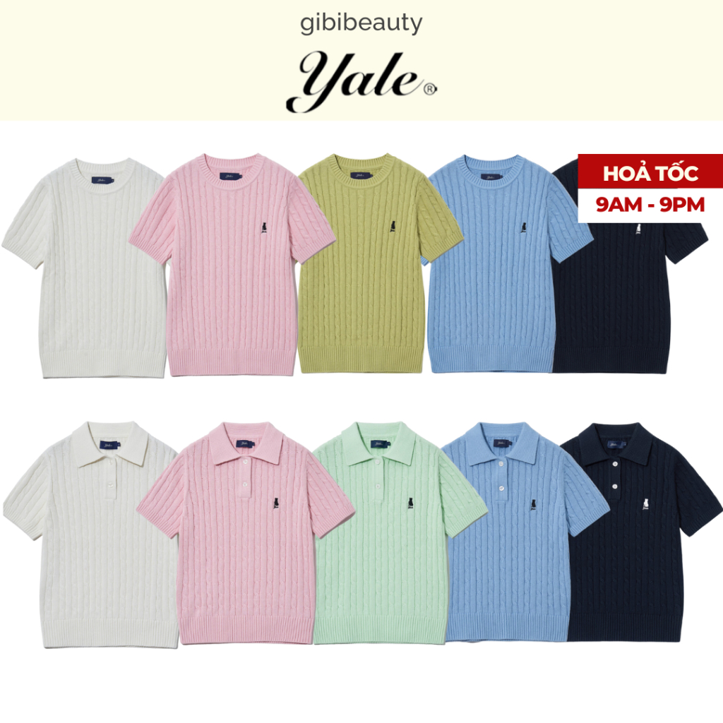 Áo dệt kim YALE Womens Heritage Dan Cable Short Sleeve Knit