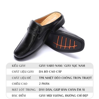Giày Sabo Nam HỒNG THẠNH Giày Sục Da Bò Cao Cấp Êm Chân Đế Chống Trượt - 5689
