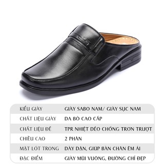 Giày Sabo Nam HỒNG THẠNH Giày Sục Da Bò Cao Cấp Êm Chân Đế Chống Trượt - 5689