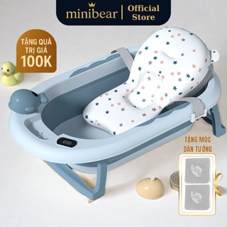 M Mini Bear Facial Tissue Chậu tắm bé MiniBear Nhật Bản Gấp gọn,bồn tắm ngồi và nằm cho trẻ sơ sinh