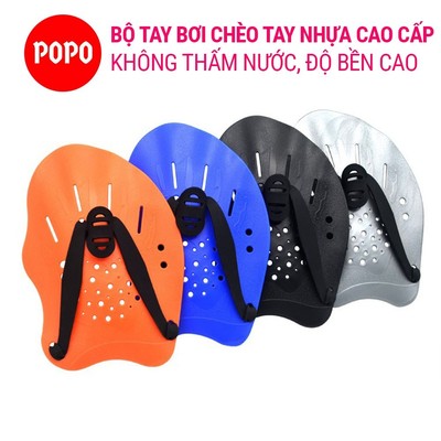 Tay bơi mái chèo có lỗ thoát nước, điều chỉnh độ dài dễ dàng, vân sần chống trơn trượt hiệu quả POPO