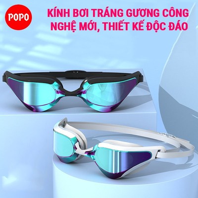 Kính bơi người lớn nam nữ tráng gương POPO 760 chính hãng, cản tia UV, chống nước, hạn chế sương mờ