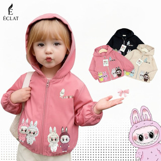   7-32kg  Áo khoác gió LABUBU trẻ em kháng nước hoạ tiết in hoạt hình dễ thương. Áo 2 lớp lót lưới có mũ - Éclat Mode 