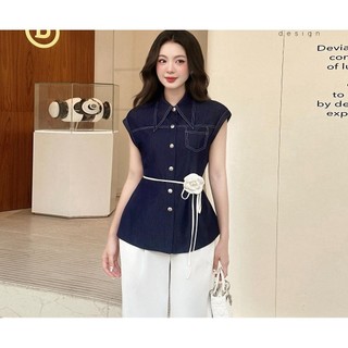  Áo Peplum Chất Vải Chéo Kèm Dây Hoa Thắt Eo Sang Chảnh Áo Mặc Đi Làm Đi Chơi Xinh Xắn 
