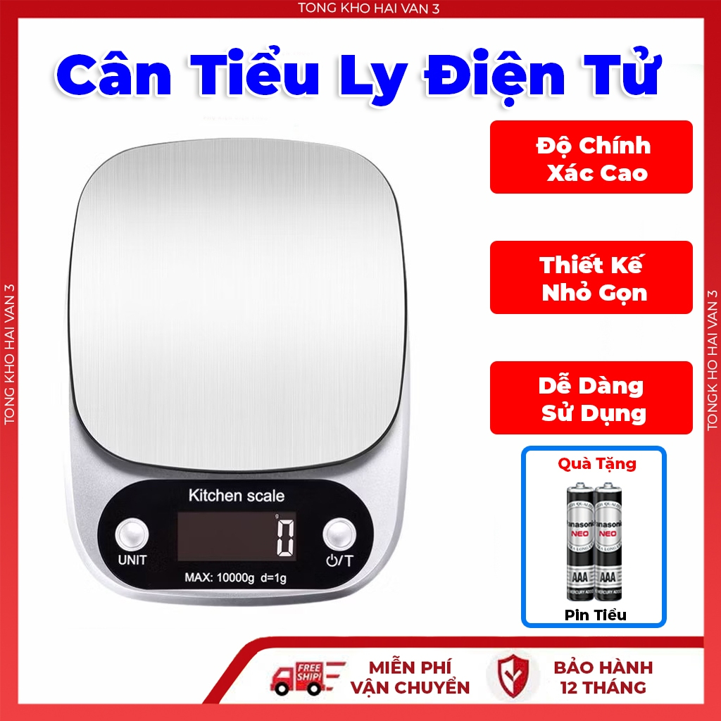 Cân Tiểu Ly Điện Tử 0.1g Đến 10kg, Cân Điện Tử Mini Chính Xác Cao, Tặng Kèm Pin, Thiết Kế Nhỏ Gọn, Dễ Dàng Sử Dụng..