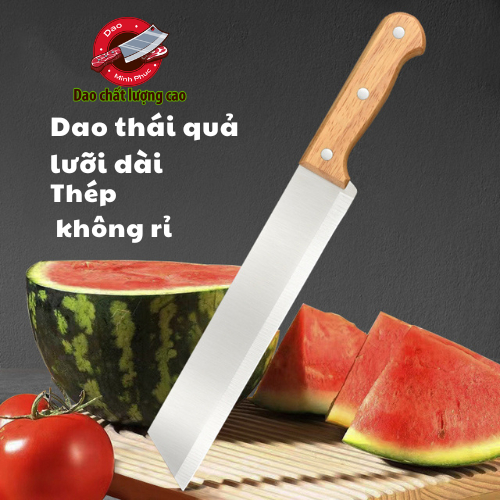 [THANH LÝ]Dao thái quả dao thái lưỡi dài cán gỗ thép không rỉ dao nhà bếp lưỡi dài D19