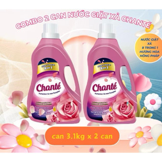  Combo 2 Can Nước Giặt Xả Chante 8 Trong 1 - Hương Hoa Hồng Pháp - Dung Tích 3 Lít x 2 Can 