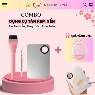  Combo Khay Trộn Cọ Tán Nền Que Trộn Kem Nền – Tặng Mút Mini Tán Che Khuyết Điểm 