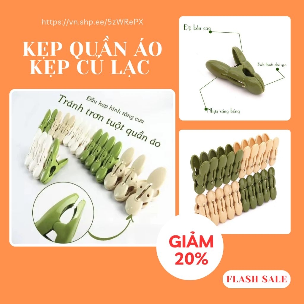 Set 20 Kẹp Quần Áo Việt Nhật – Kẹp Củ Lạc Mini, Bền Đẹp, Nhỏ Gọn - Combo 2-3-5 vỉ siêu tiết kiệm