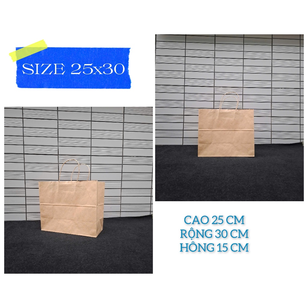 TÚI GIẤY KRAFT NÂU SIZE 25x30