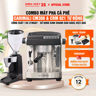 [HCM-Hàng sẵn] Combo Máy Pha Cà Phê Carimali CM300 Và Máy Xay Cà Phê CRM 021 Pro Tự Động - Chính Hãng -Công Suất 130 Ly