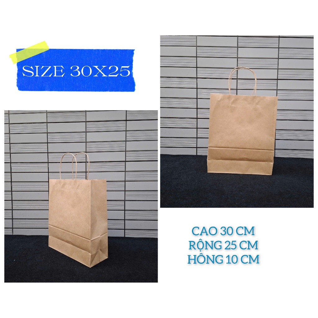 COMBO 10 TÚI GIẤY KRAFT NÂU SIZE 30x25