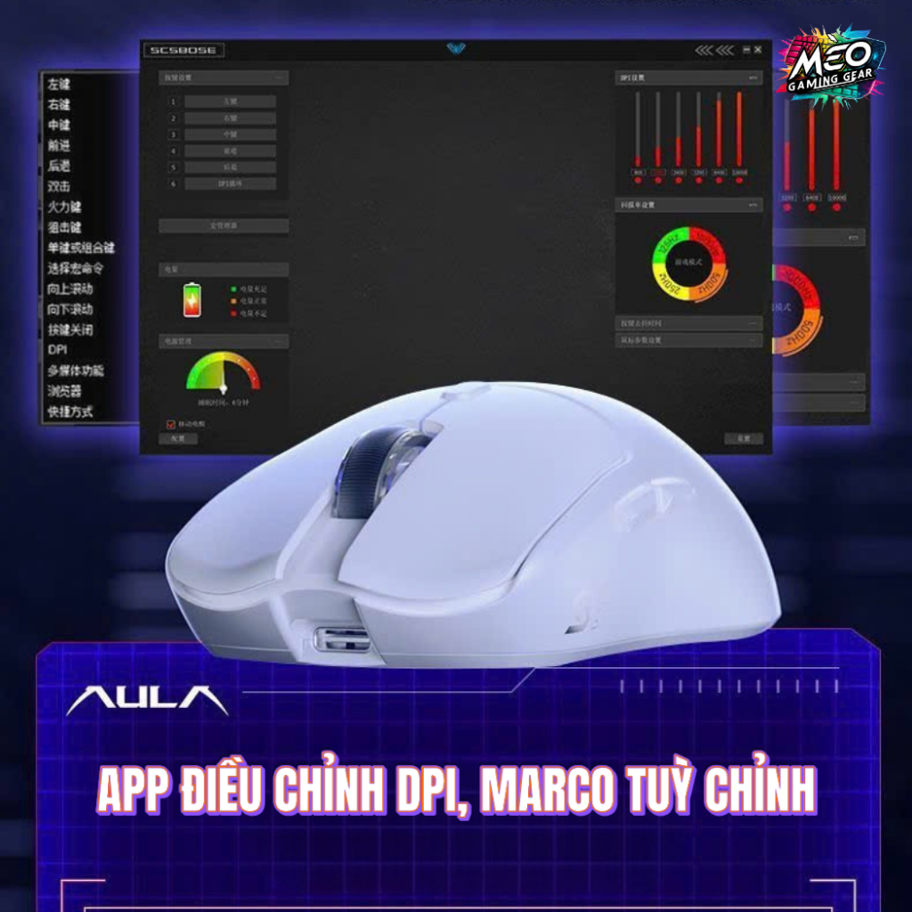 Chuột Gaming không dây Aula SC580SE - 3 MODE KẾT NỐI - DPI 10000 - PIN 500 mAh - APP CHỈNH DPI | BigBuy360 - bigbuy360.vn
