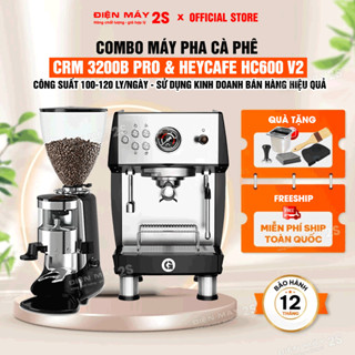[HCM-Hàng sẵn] Combo Máy Pha Cà Phê Gemilai CRM 3200B Pro 2025 và Máy Xay Cà Phê HC600 V2 - NEW 2025