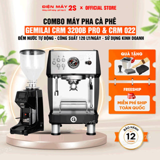 [HCM-Hàng sẵn] Combo Máy Pha Cà Phê Gemilai 3200B Pro Và Máy Xay Cà Phê CRM 022 Tự Động - Bán Hàng Hiệu Quả Cao -Giá Rẻ