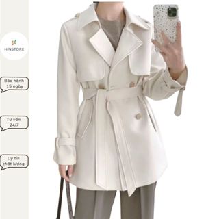  Áo măng tô dáng ngắn lửng HINSTORE áo trenchcoat dáng ngắn lửng có đai tay thắt đai chất dày dặn đứng form 172 