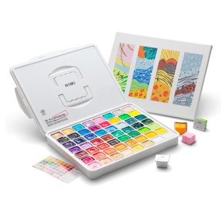  Bộ Màu Gouache HIMI Dạng Thạch 56 Màu x 30ml - Gouache Jelly Cup Chính Hãng  TẶNG GIẤY VẼ  