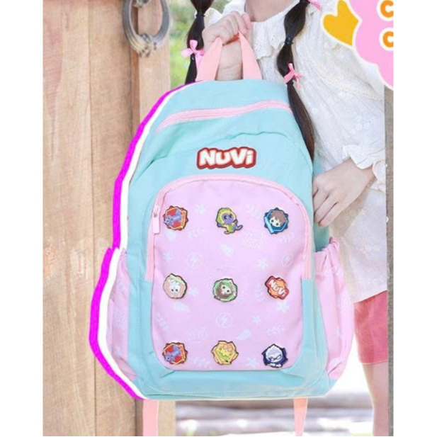 Balo cặp sách đi học  Thủ Lĩnh Sáng Tạo NUVI HUY HIỆU Mùa 7 MÀU HỒNG