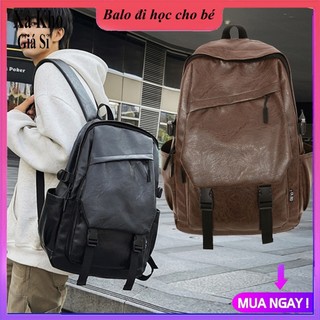  Balo nam nữ thời trang da PU chống thấm nước túi đựng máy tính xách tay kiểu Hàn Quốc túi đi học cỡ lớn ba lô nam 