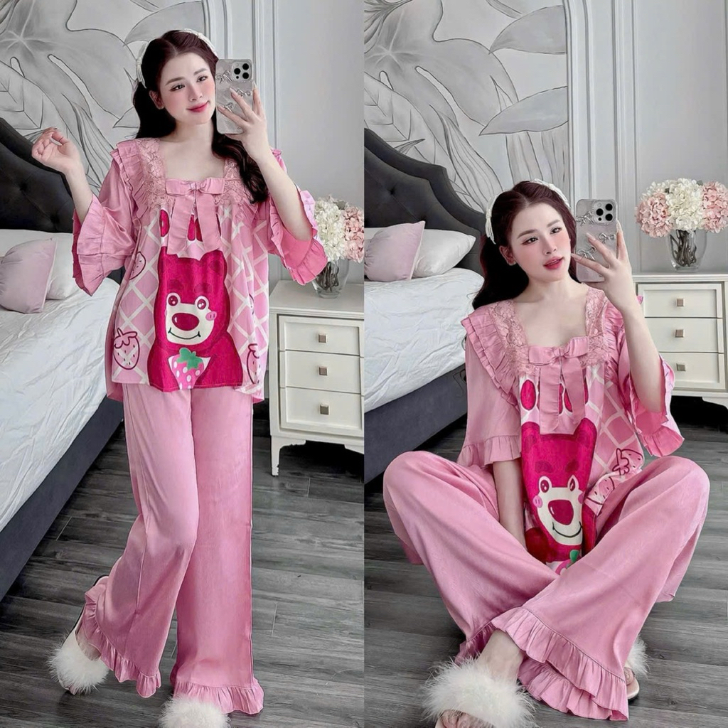 Đồ bộ Lụa xước ánh kim cao cấp bigsize
