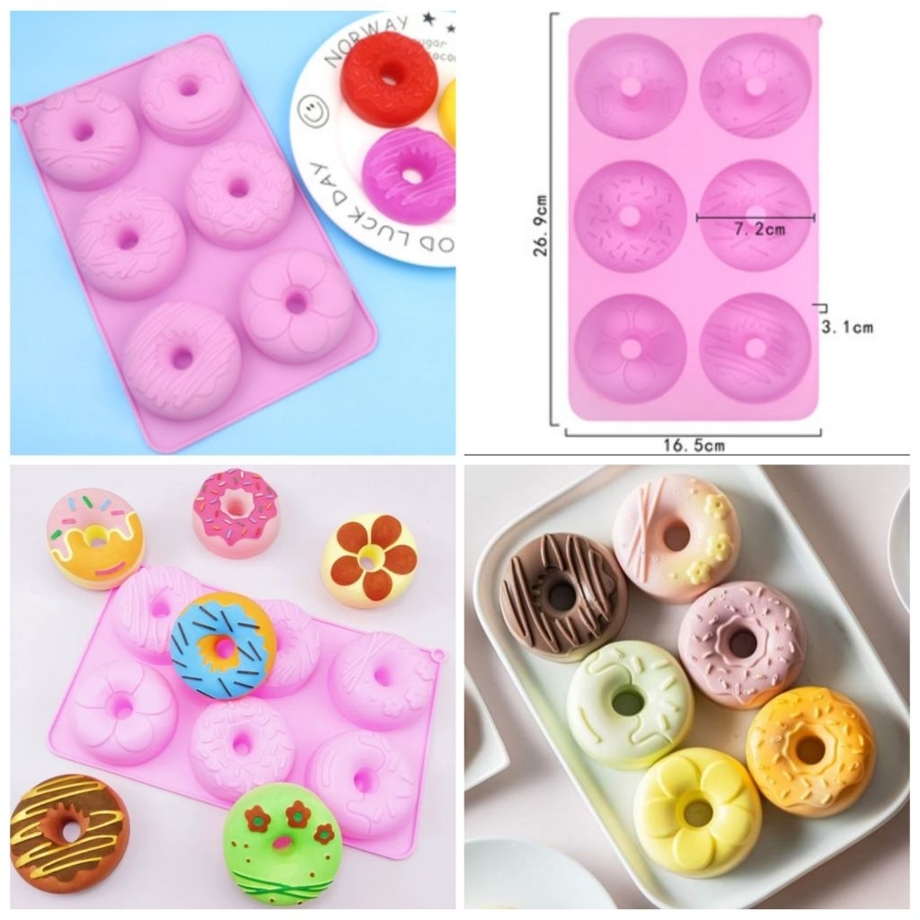 Khuôn silicon làm bánh donut, khúc bạch donut, pudding trà sữa donut 6 -8 ngân ( nhiều mẫu)