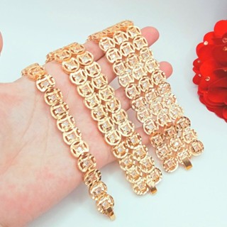  Lắc Tay Đồng Đỏ Một Hàng Kim Tìn Đồng Xu Chạm Kết Đá Màu Vàng 750 Miền Tây 