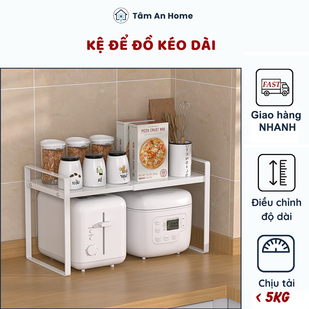 Giá Chia Ngăn Tủ Bếp , Kệ Gầm Bếp Sắt Sơn Tĩnh Điện Bền Đẹp Điều Chỉnh Độ Dài ( Tâm An Home)