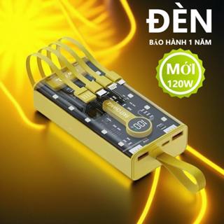 Xạc dự phòng 50000mAh Siêu nhanh PD20W, 120W sạc dự phòng nạp dùng 5 đầu ra 3 đầu vào có đèn LED 4 dây sạc nhanh